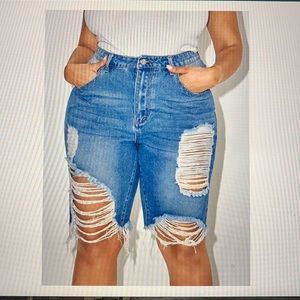 Ripped jean shorts